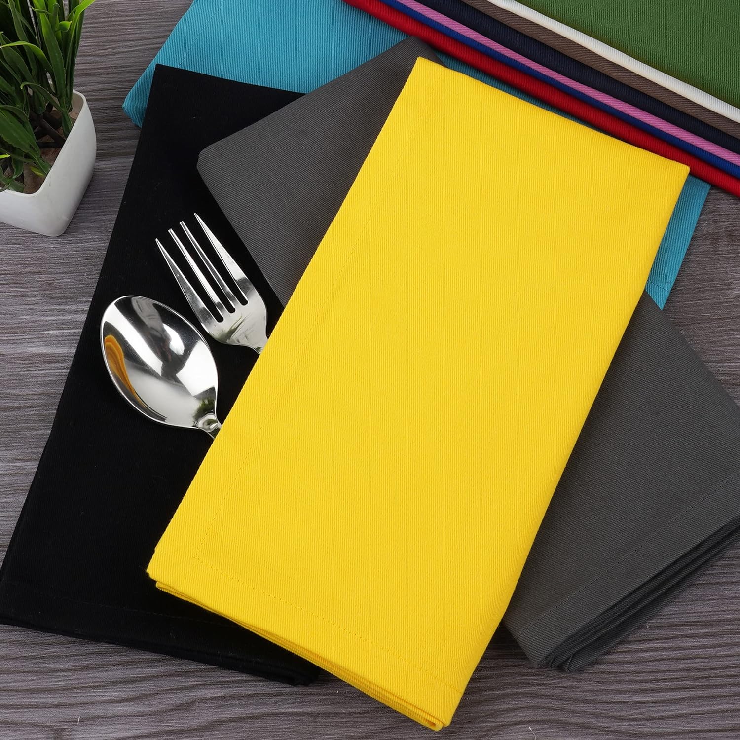 Sweet Needle - serviettes de table 45x45cm - coton épais, coins arrondis, lot de 12