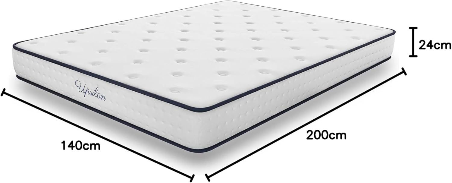 COSMOS - Upsilon série hybride - 140x200 cm - mémoire de forme, latex, ressorts, 7 zones, mi-ferme