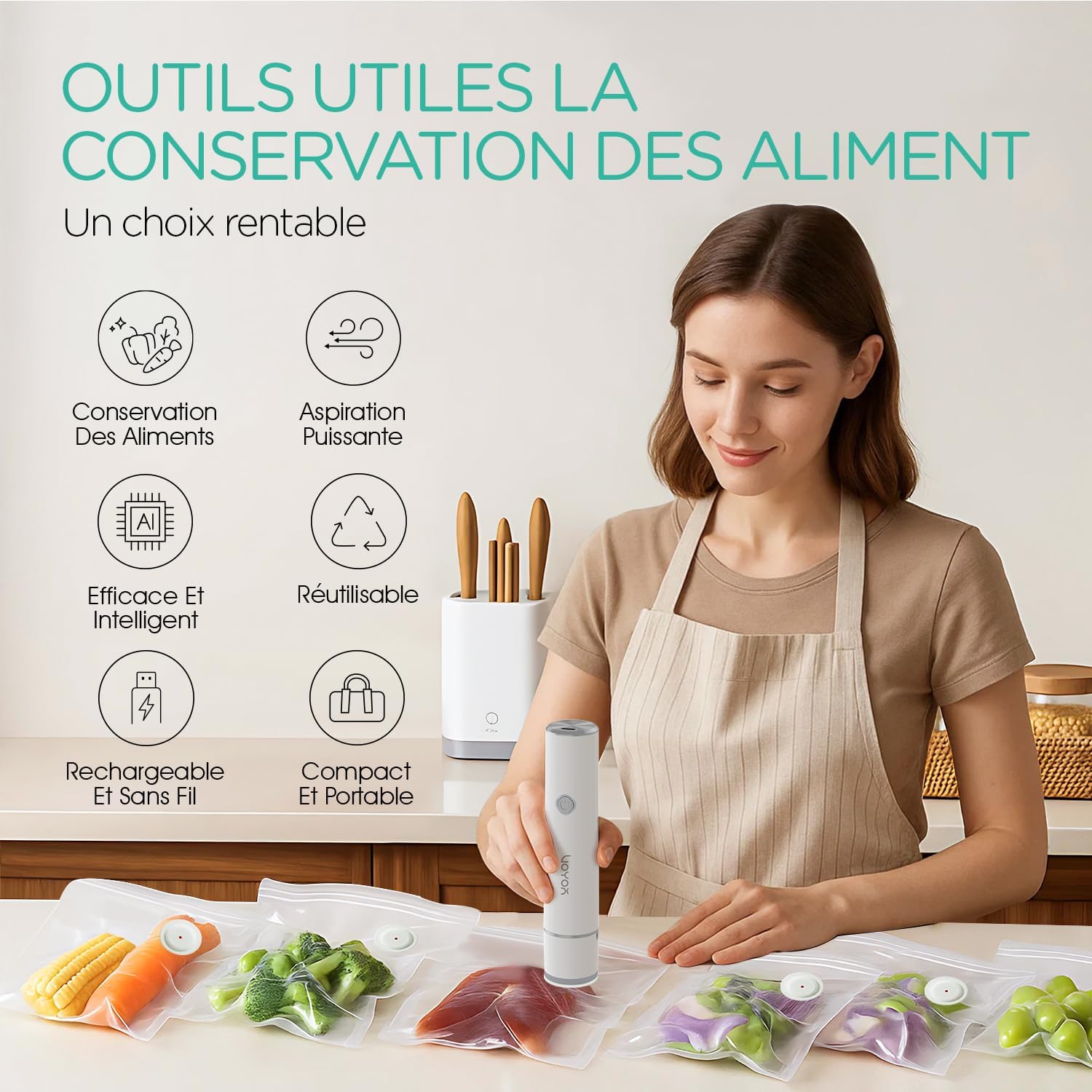 VOYOR - mini machine sous vide compacte, 5 sacs inclus - VS500