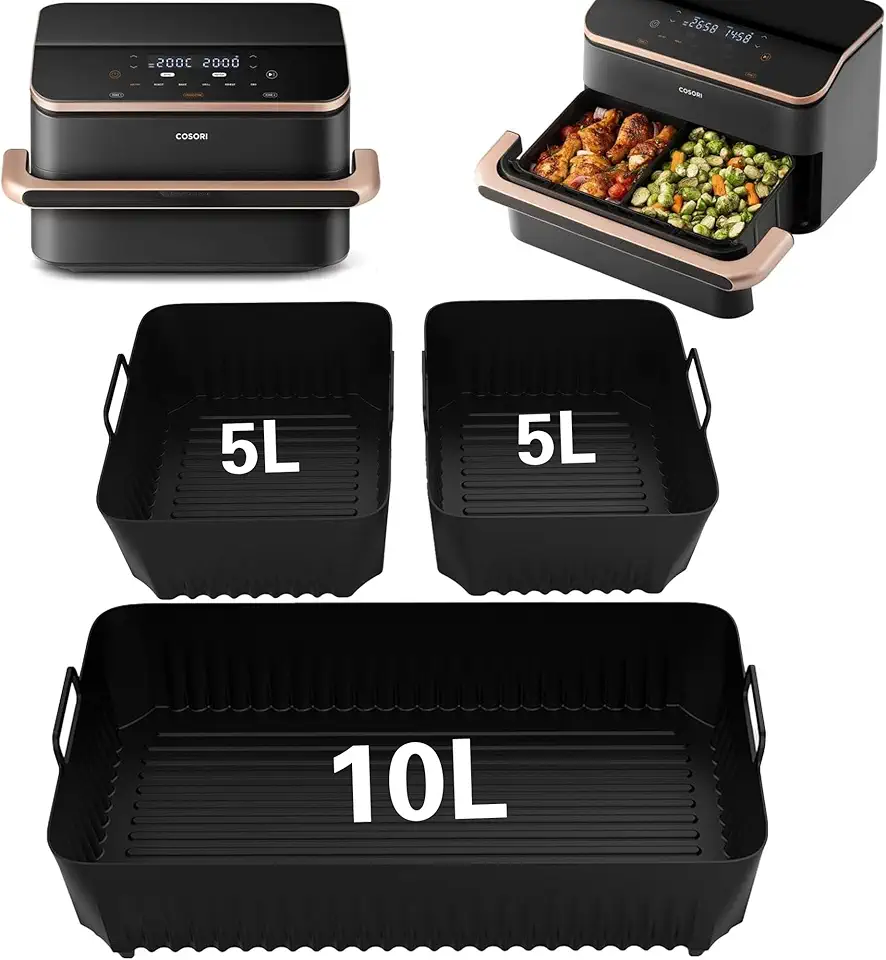 Moule silicone air fryer - lot de 3 - compatible Cosori 10L - accessoires résistants Twinfry