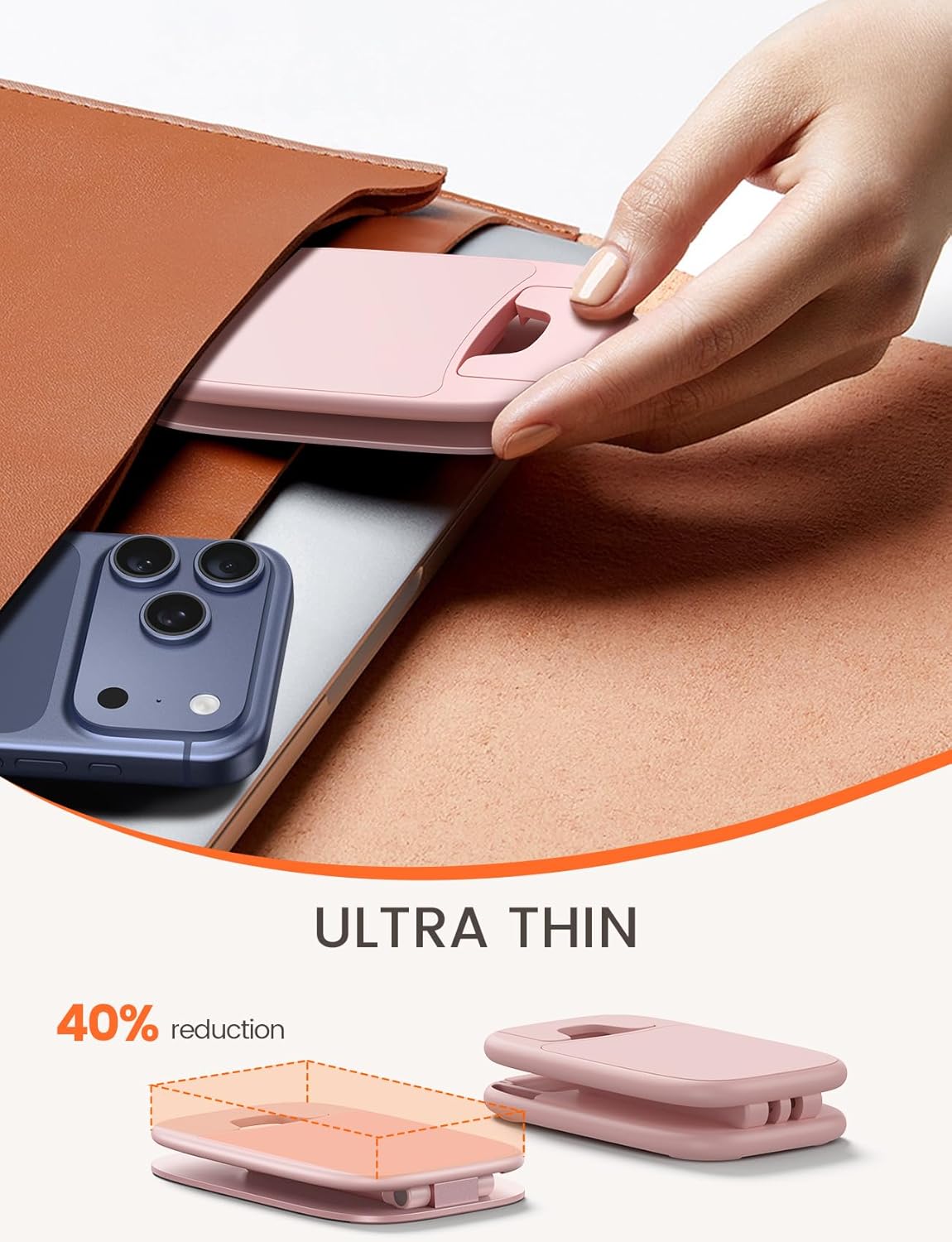 Lamicall - support téléphone pliable - 15mm - base métal, hauteur et angle réglables, compatible smartphones