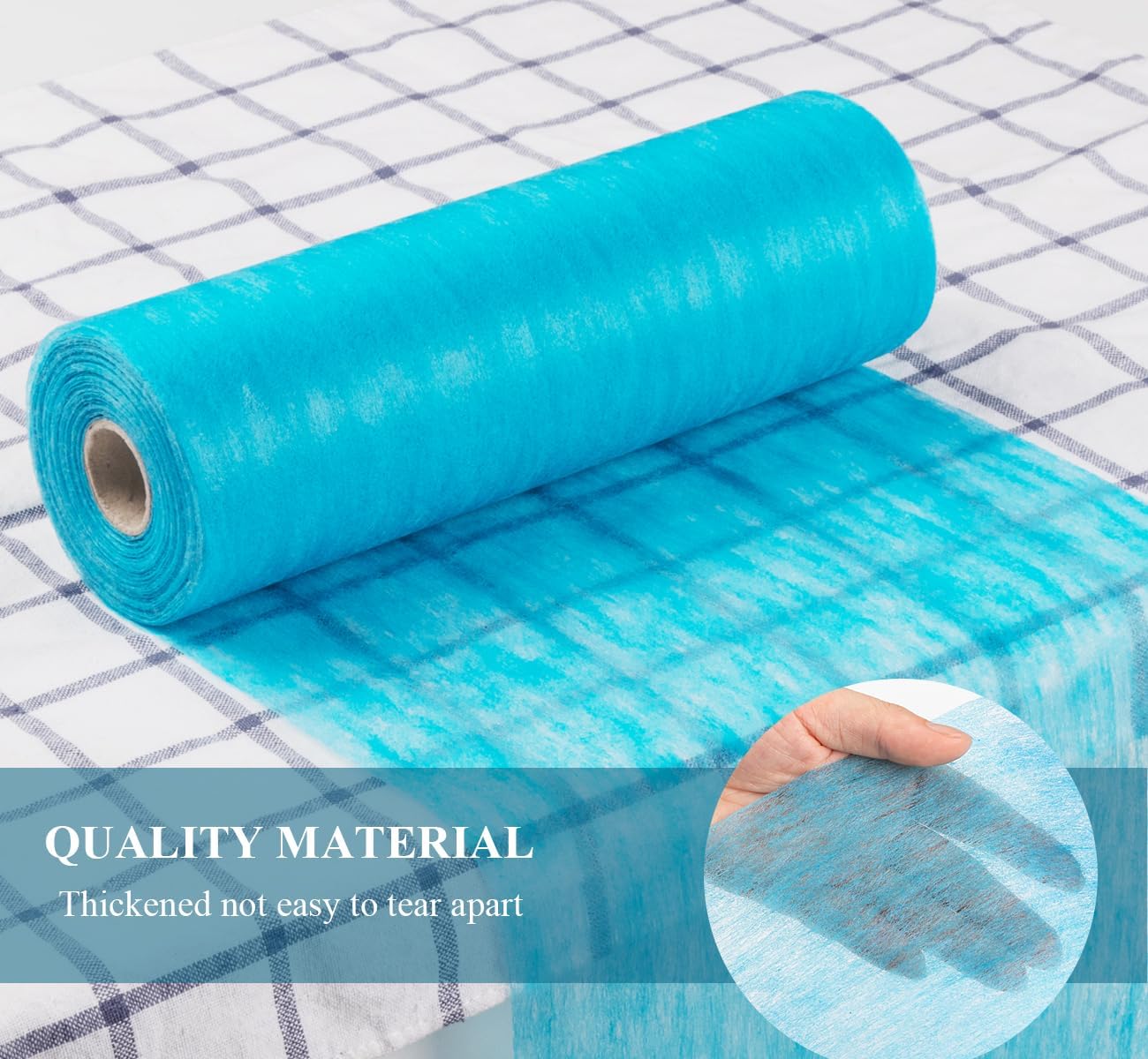 Chemin de table non tissé bleu 23x300cm, 150 cœurs décoratifs