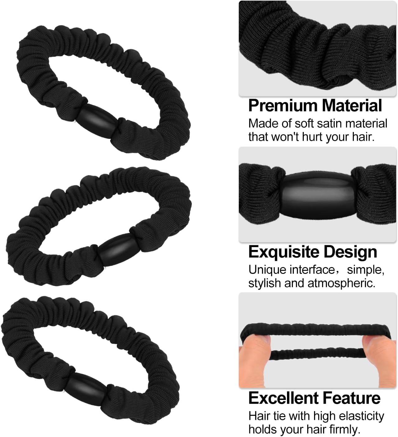 JessLab - Élastiques Cheveux Satin - lot de 10 - soie douce, sans dommage