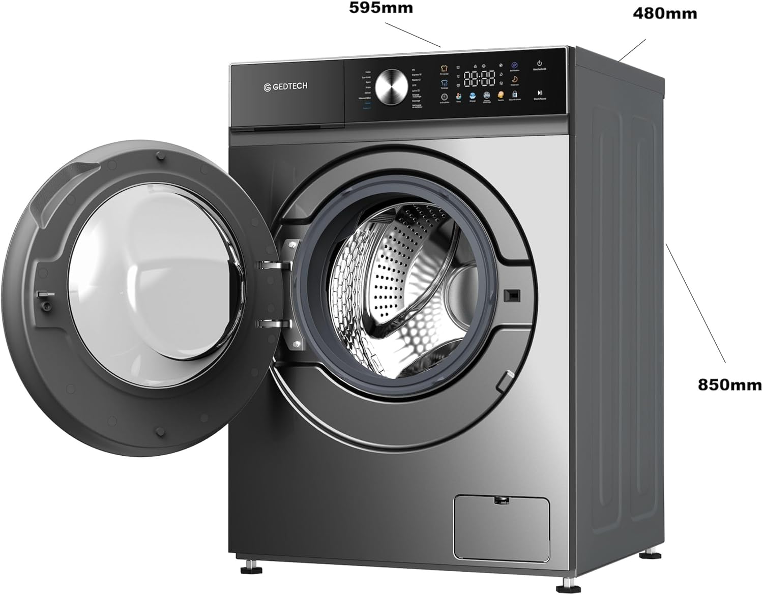 GEDTECH - Lave-linge frontal 8kg, 1400tr/mn, LED, éco, GLLPS81400DG