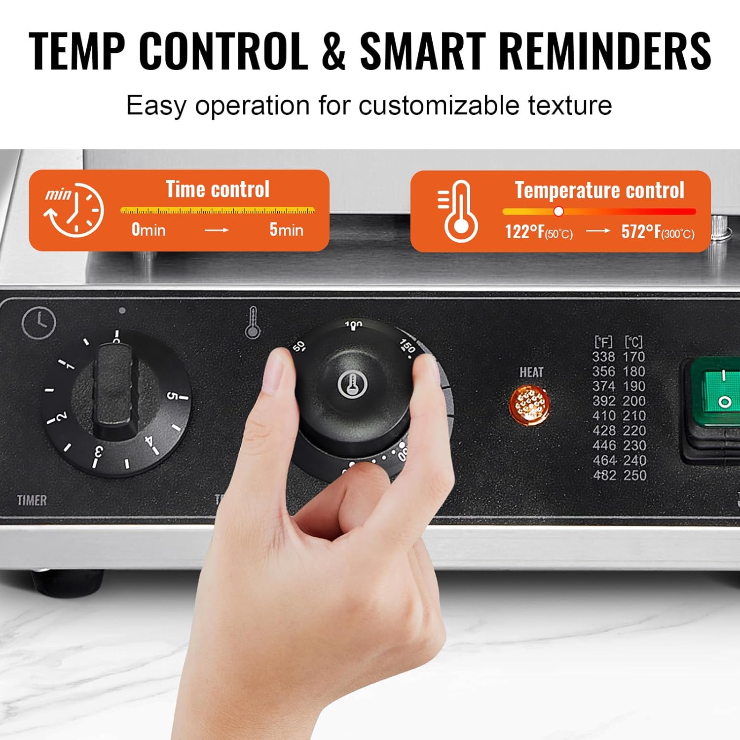 VEVOR - gaufrier commercial inox - 2 plaques, 2000W, contrôle temps/température