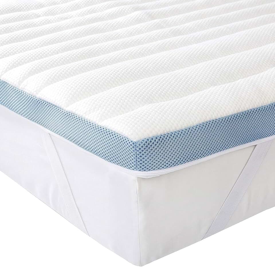 maxiidealz Basics - Surmatelas mousse mémoire - 140x190x5 cm - sangles robustes