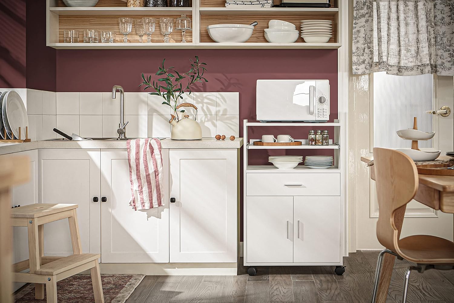 SoBuy - Chariot cuisine Extensible - 92x59x40cm - Blanc, rangement, FSB09-W