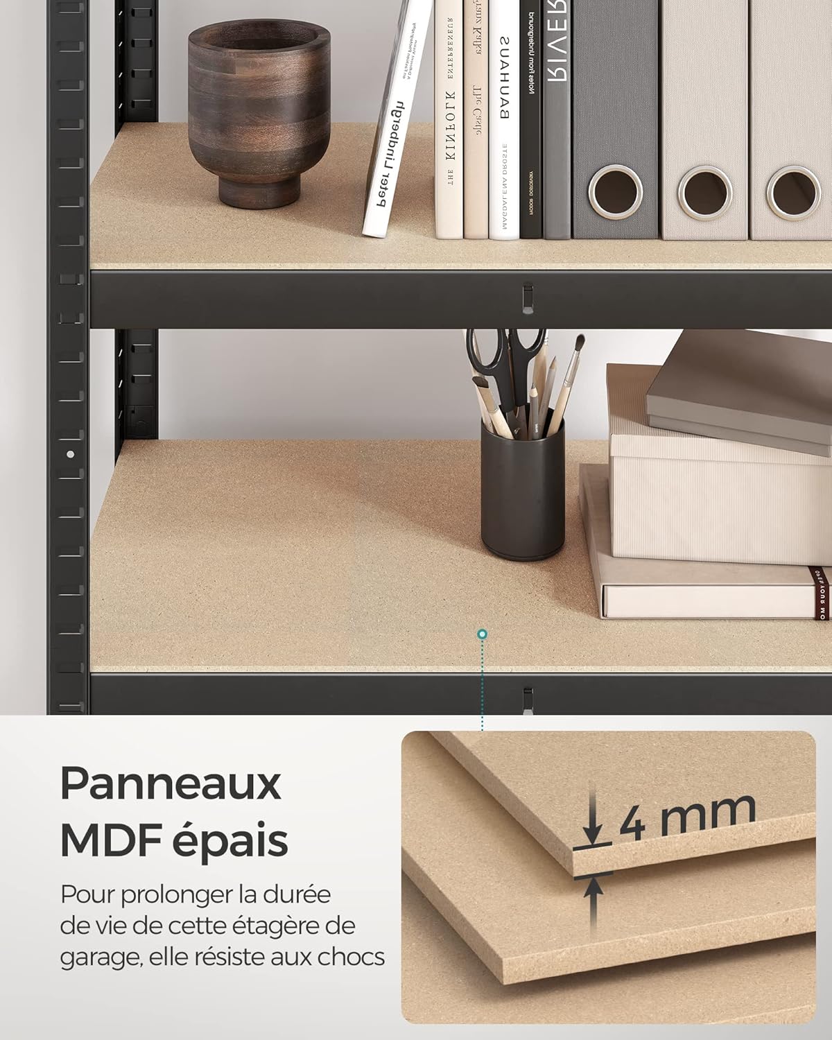 SONGMICS - étagère industrielle 5 niveaux - 30x75x150cm - 650kg, planches réglables - GLR030B22