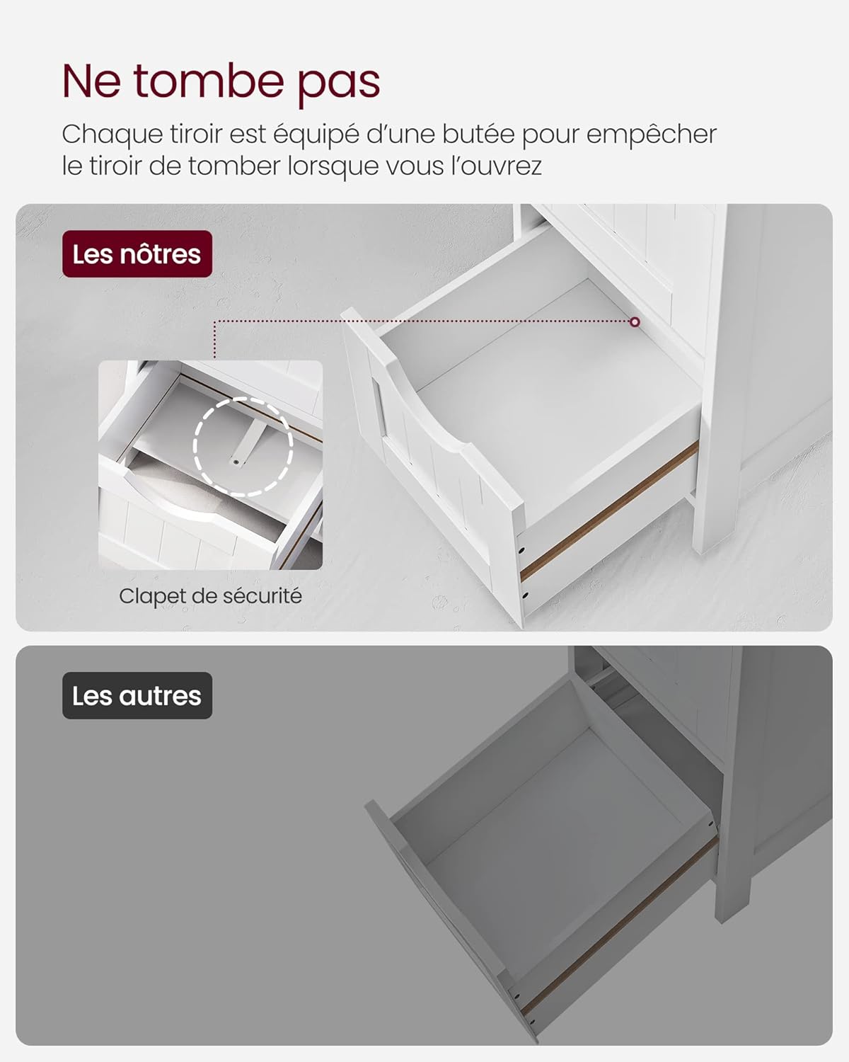 VASAGLE - armoire salle de bain moderne - 30x30x82 cm - 4 tiroirs - LHC40W