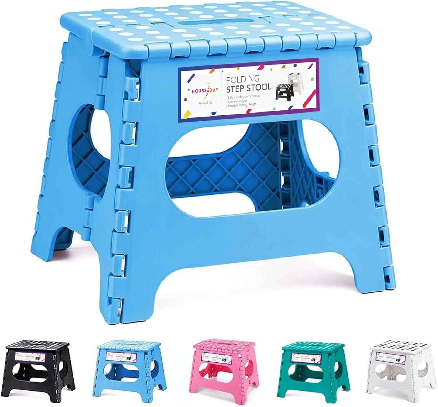 HOUSE DAY - tabouret pliant série 27cm, bleu clair, léger, solide