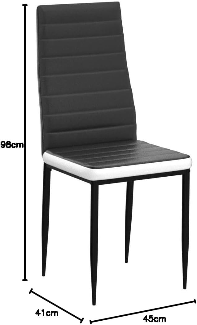 Chaises de salle à manger - lot de 6 - assise rembourrée épaisse - noir et blanc - Noir-6-B