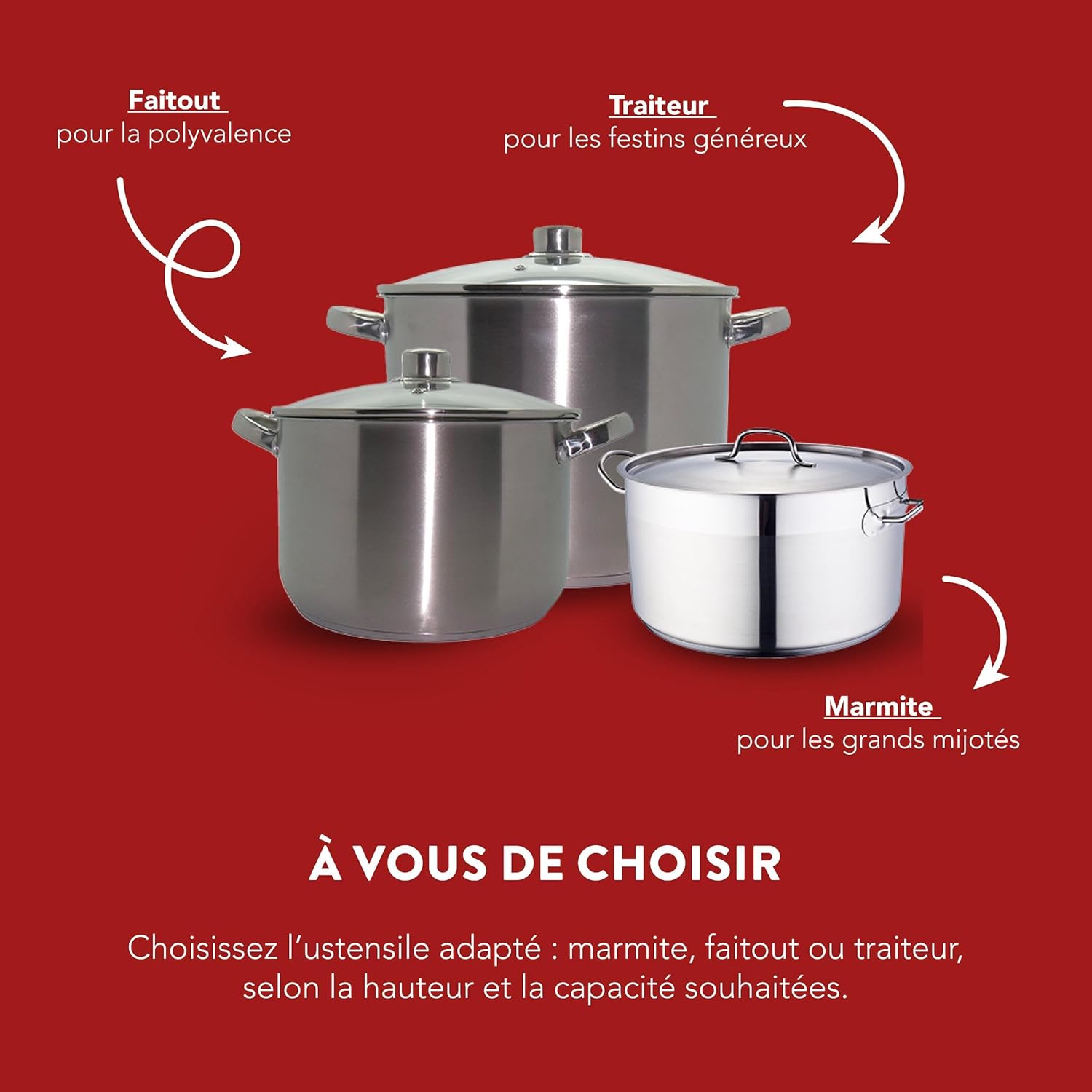 BAUMALU - Marmite Traiteur inox, ø32cm, 19L, triple fond, induction