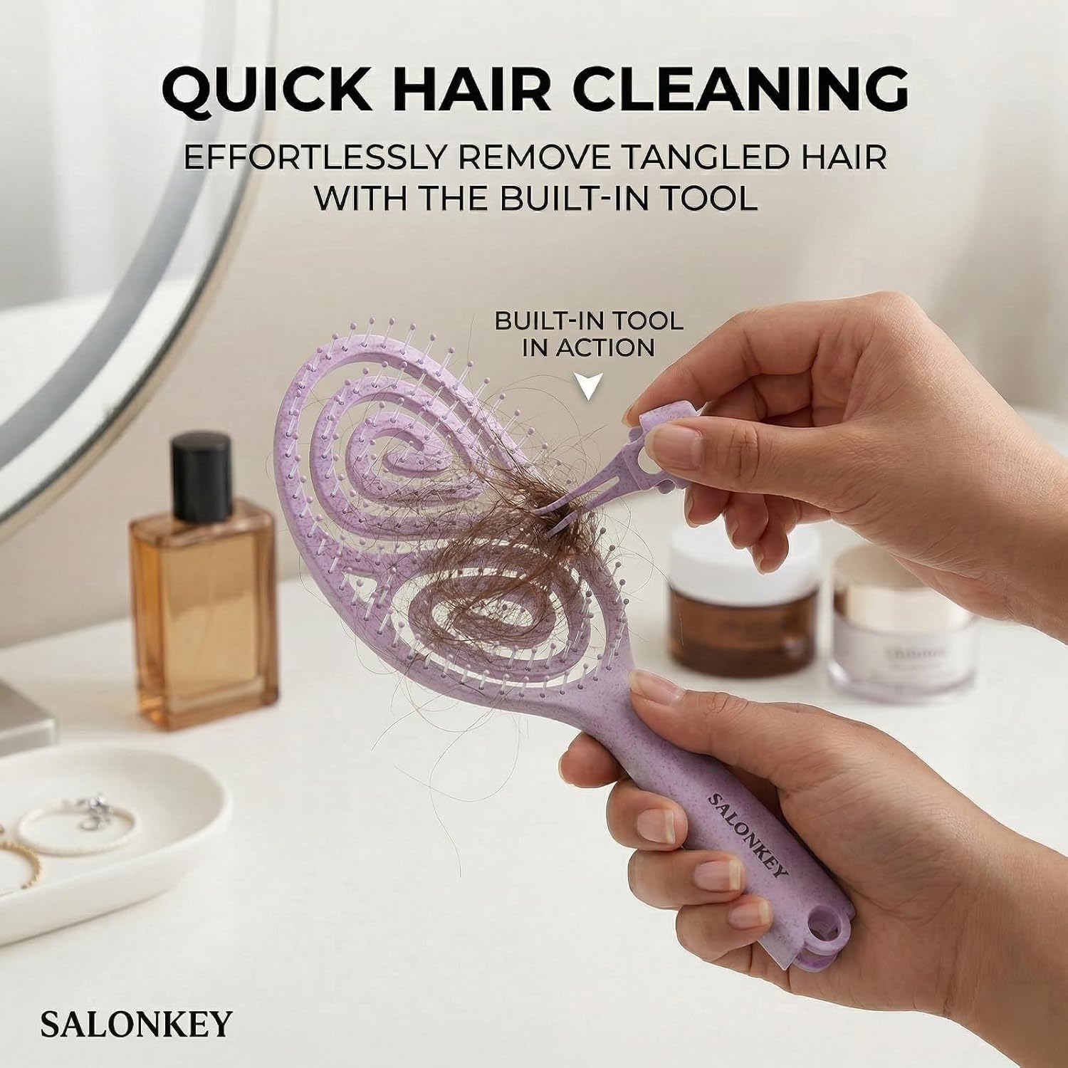 Brosse démêlante cheveux - Wet & Dry - anti-casse, antistatique, violet