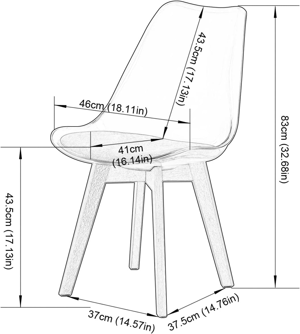 EGGREE - chaises scandinaves lot 8 - bois hêtre - coussin cuir blanc, dossier transparent, testées SGS