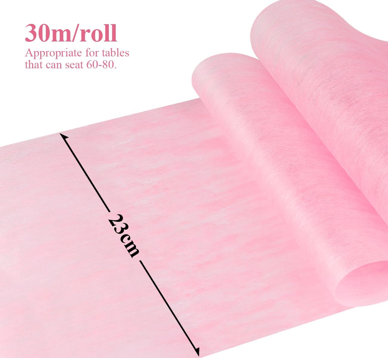 Chemin de table non tissé - ruban rose 23x300cm - 150 cœurs décoratifs