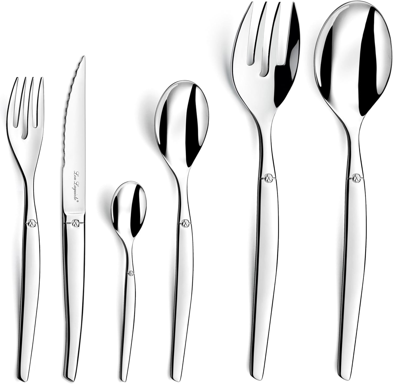 Lou Laguiole - Jet - 50 couverts pour 12 personnes inox brillant