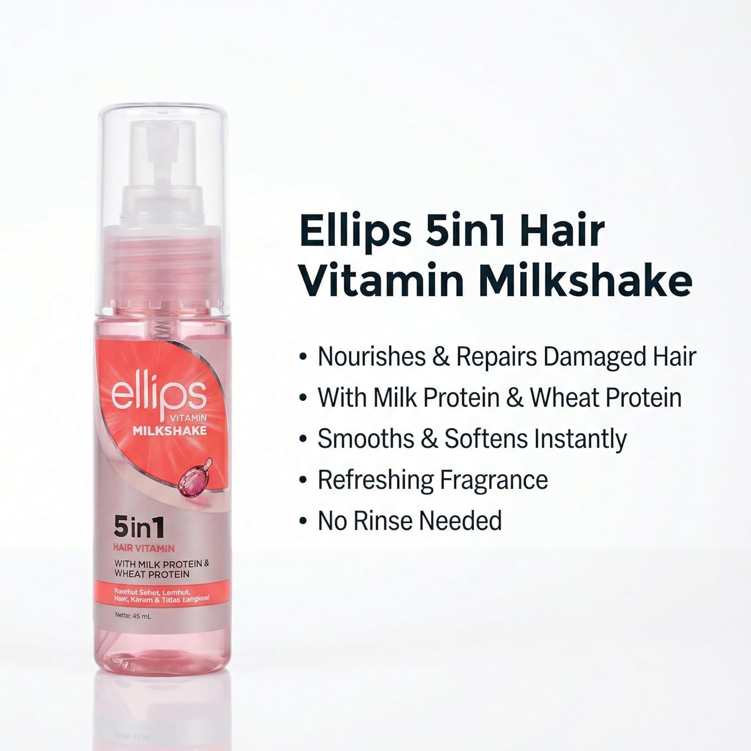 Ellips - 5 in 1 Hair Vitamin Milkshake - 45ml - Protège, démêle et adoucit, éclat cheveux secs/abîmés