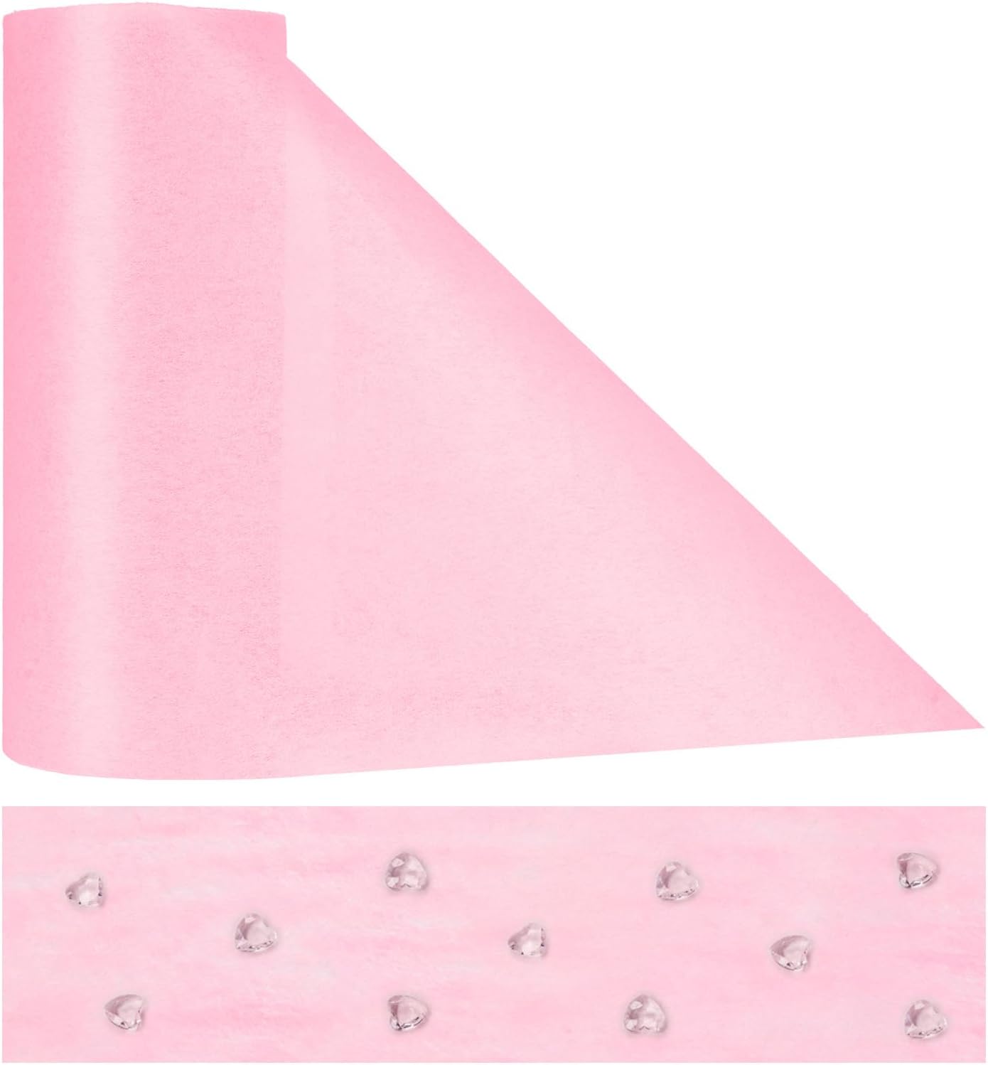 Chemin de table non tissé - ruban rose 23x300cm - 150 cœurs décoratifs