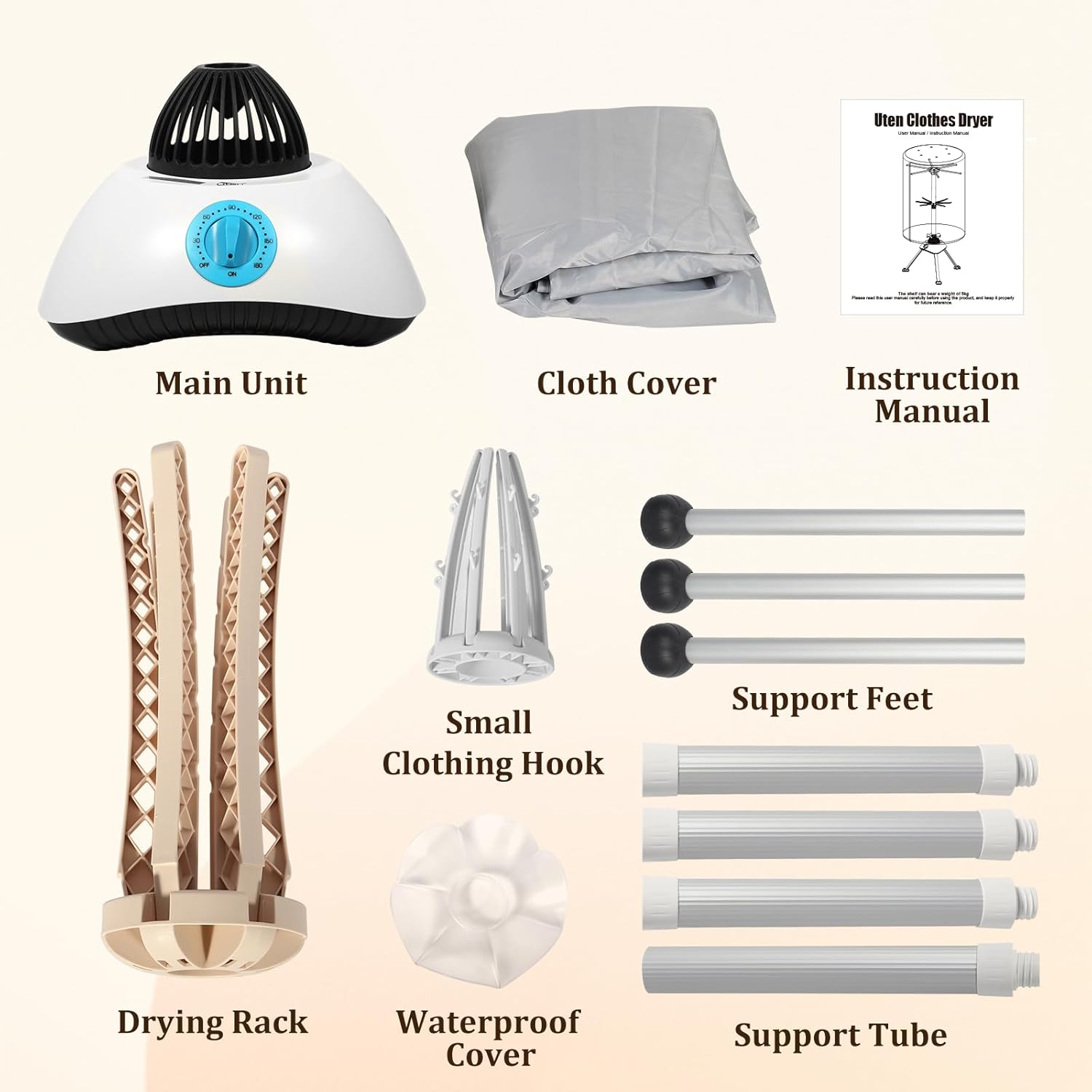 Sèche-linge électrique - 170cm - pompe à chaleur 1000W, 2 couches, minuterie