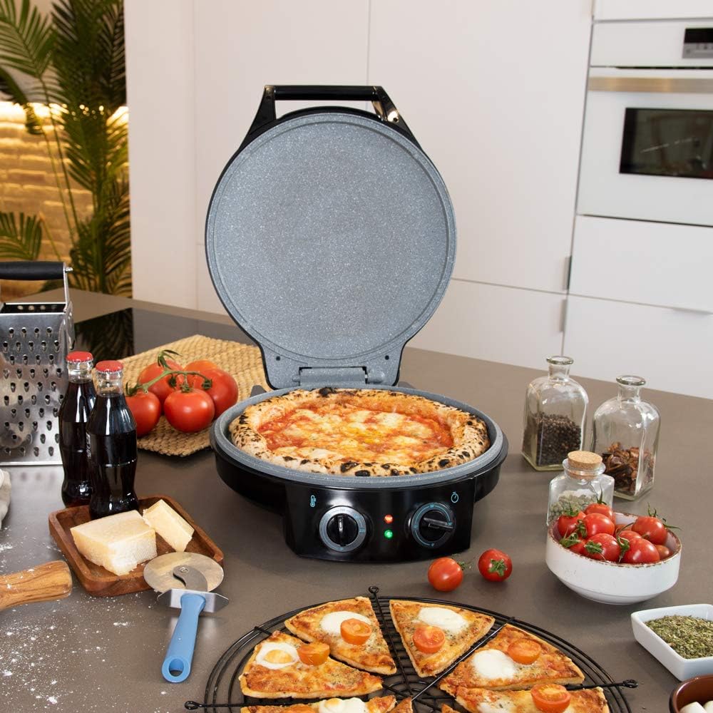 Cecotec - Fun Pizza&Co - Ø31cm - four électrique, 1800W, revêtement Rockstone, ouverture 180°, minuterie 30min