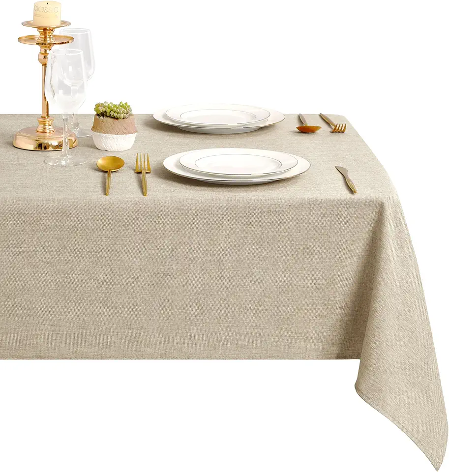 DWCN - nappe aspect lin 135x160cm, lavable, imperméable, anti-taches DWCN