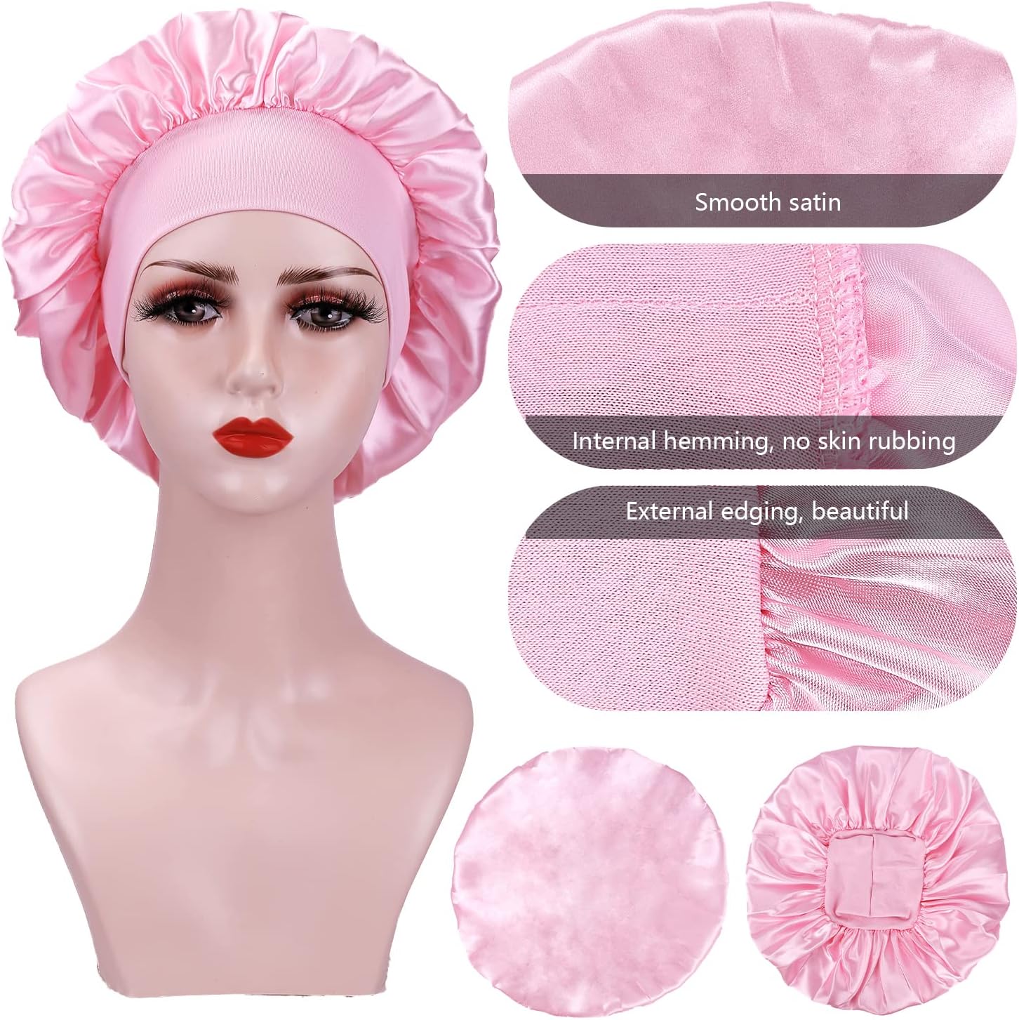 Bonnet satin cheveux nuit - lot de 2 - protection soie, femme, taille unique