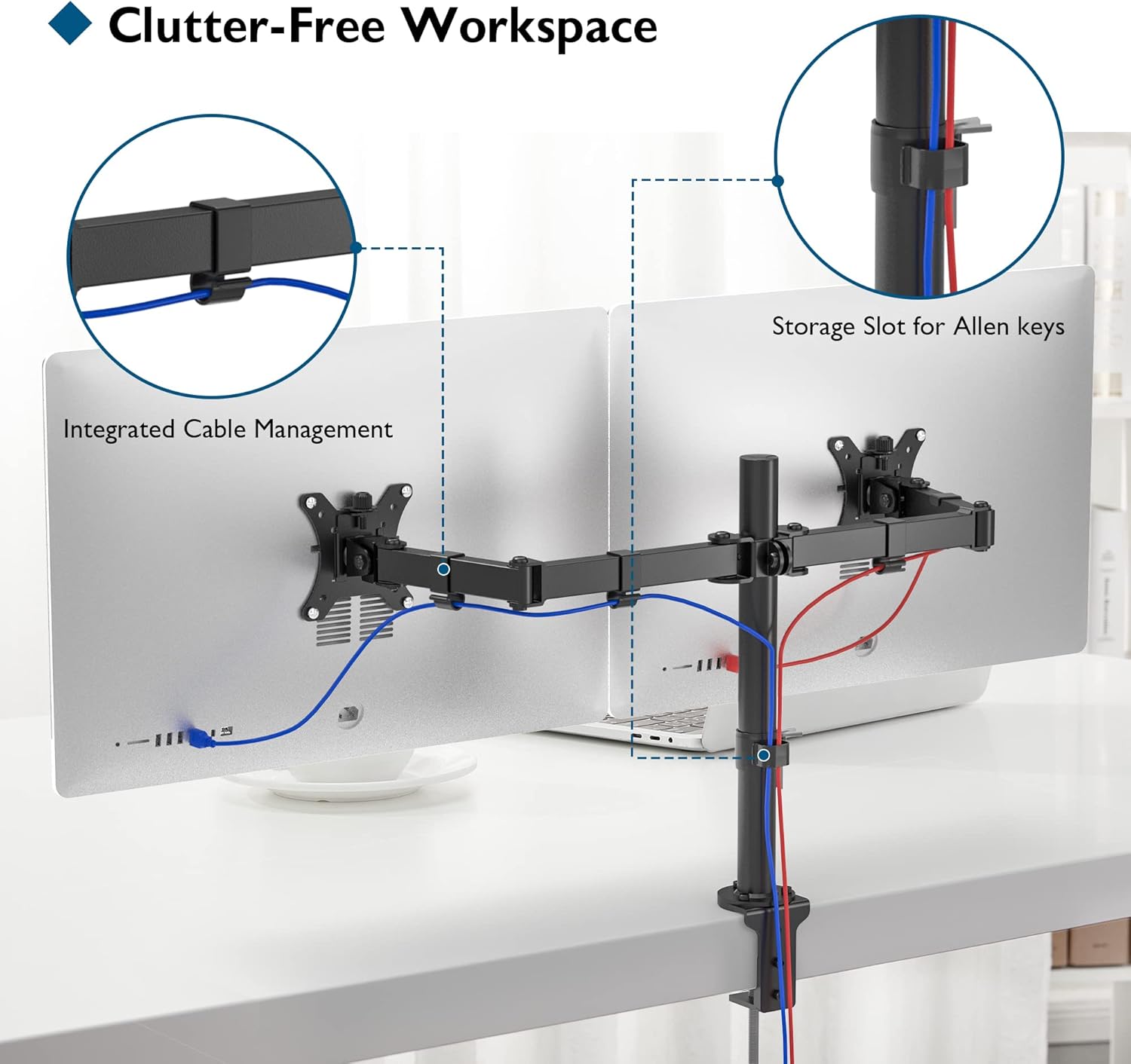 BONTEC - Support double écran 13-32'' pivotant réglable, 10kg/bras