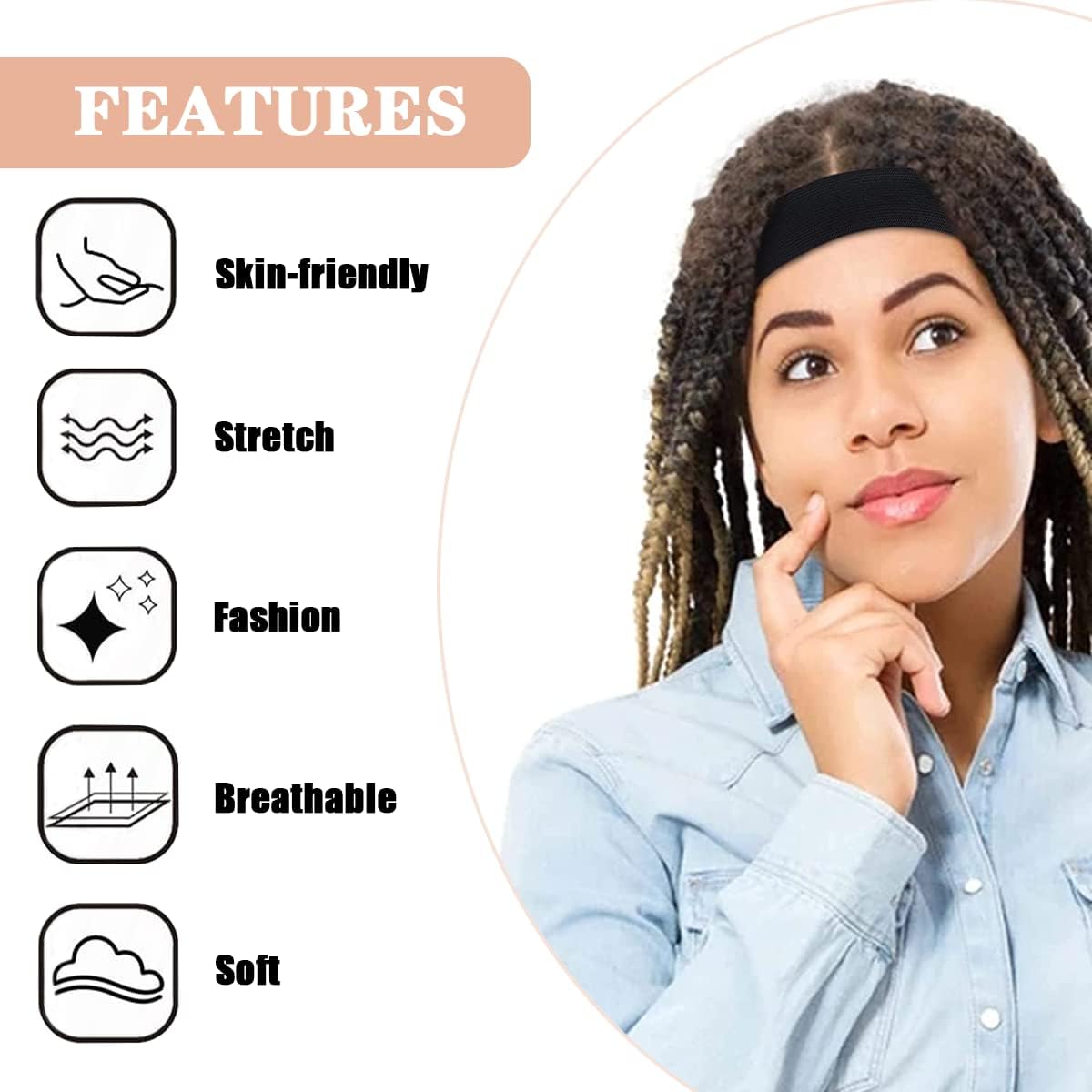 Bandes élastiques pour perruque – réglables – 3 pièces + brosse – maintien optimal