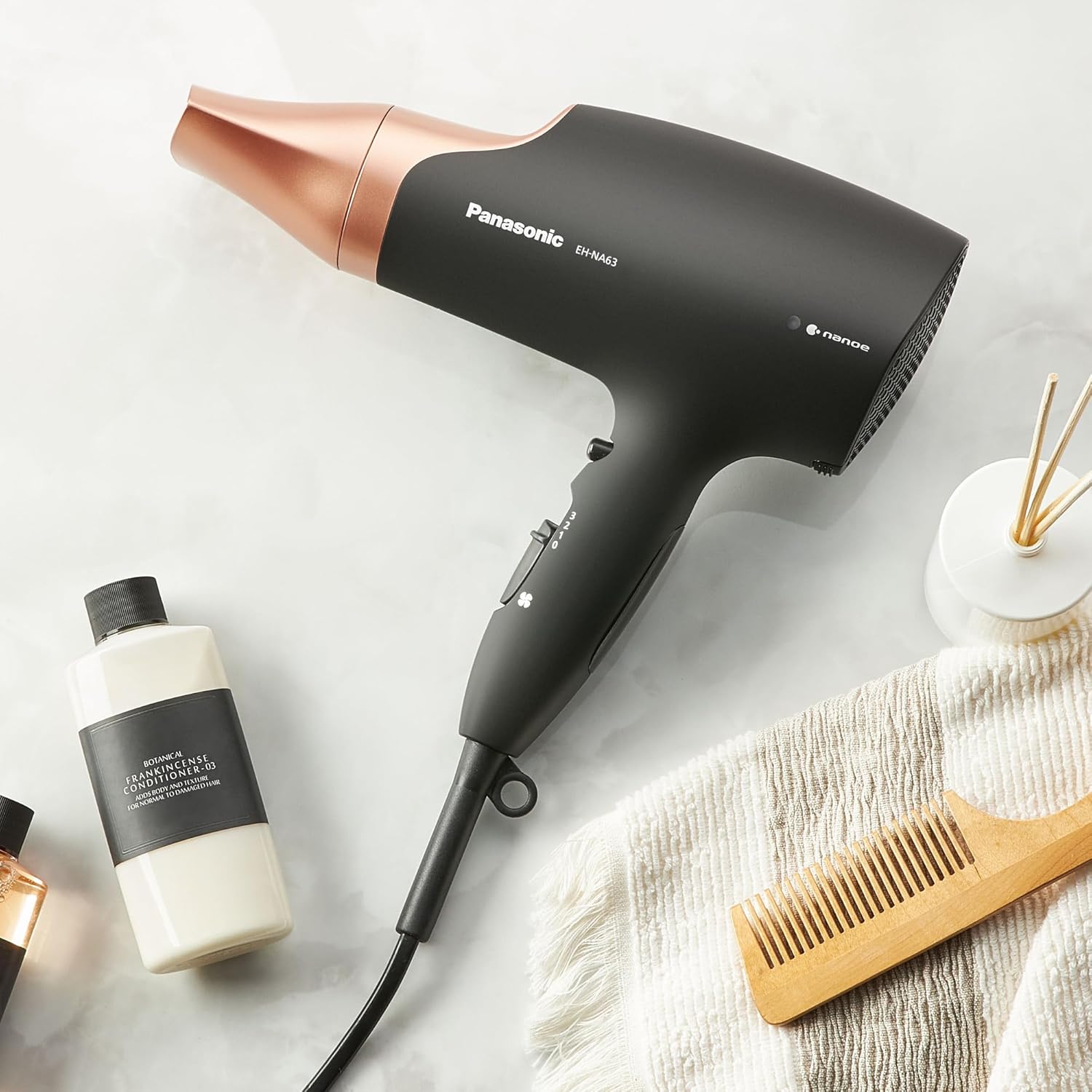 Panasonic - sèche-cheveux Nanoe, 3 vitesses, 4 températures, 2 accessoires, EH-NA63CN825