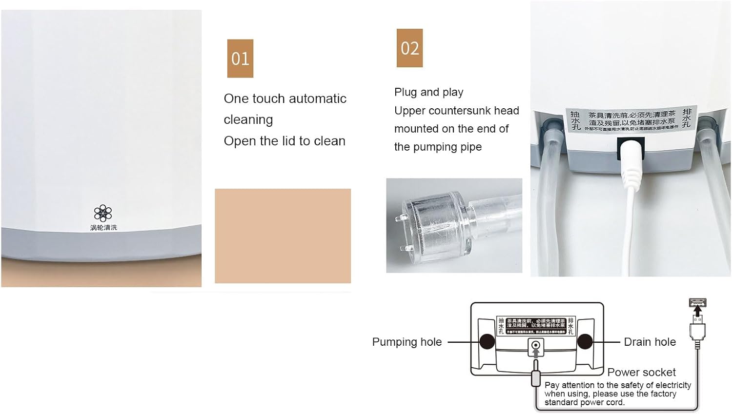Lave-vaisselle de comptoir - mini portable 4L USB rechargeable - porte-gobelet interne