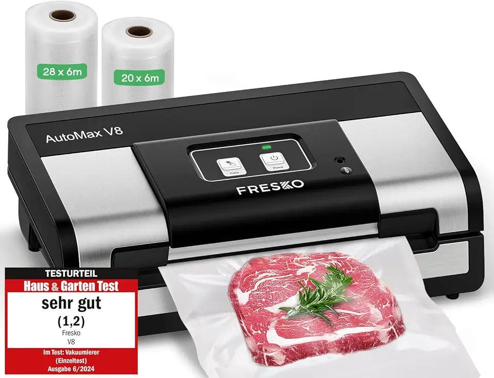 FRESKO - AutoMax V8 - 140W - sous vide mains libres, sec/humide, coupeur, 2 rouleaux, rangement - AutoMax V8