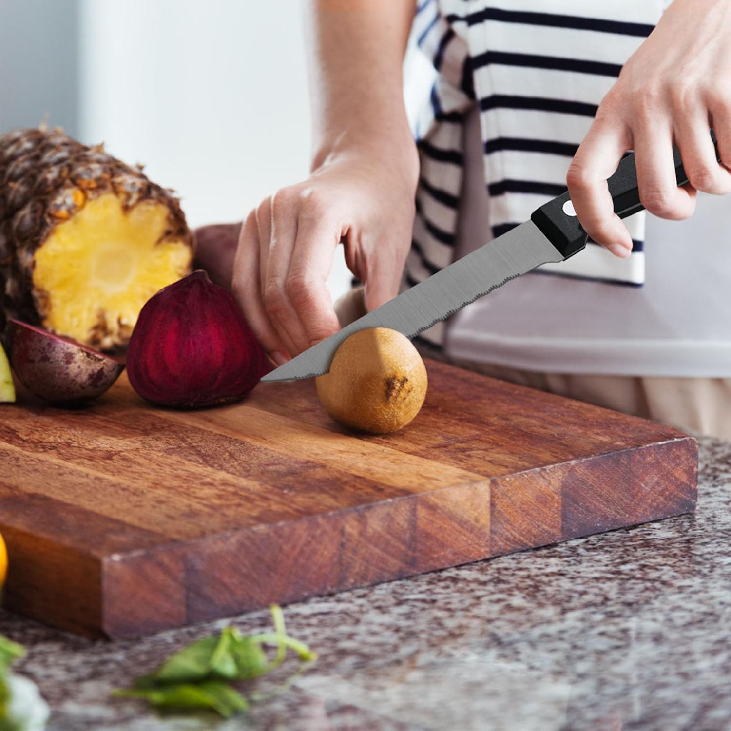 Pleafind - couteaux à steak - 21cm - inox, lame dentelée, lavable