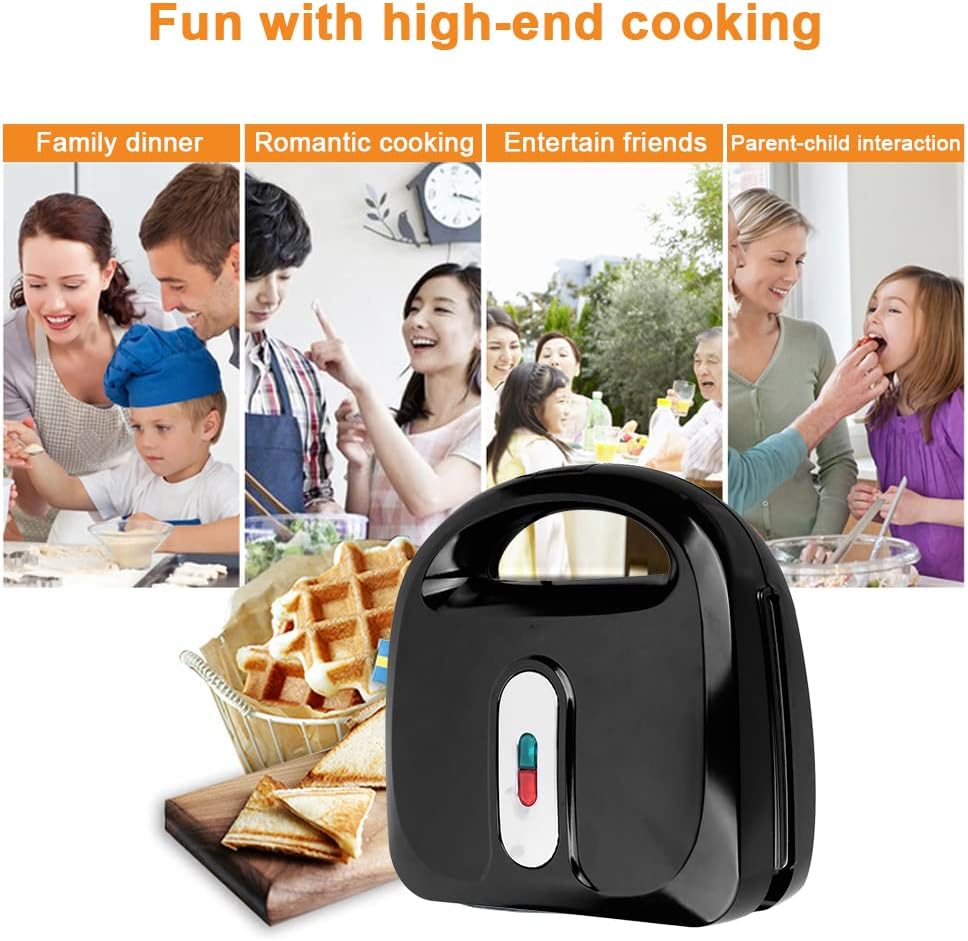 Appareil à Croque Monsieur - 750W, plaques antiadhésives détachables, thermostat automatique, 10 en 1