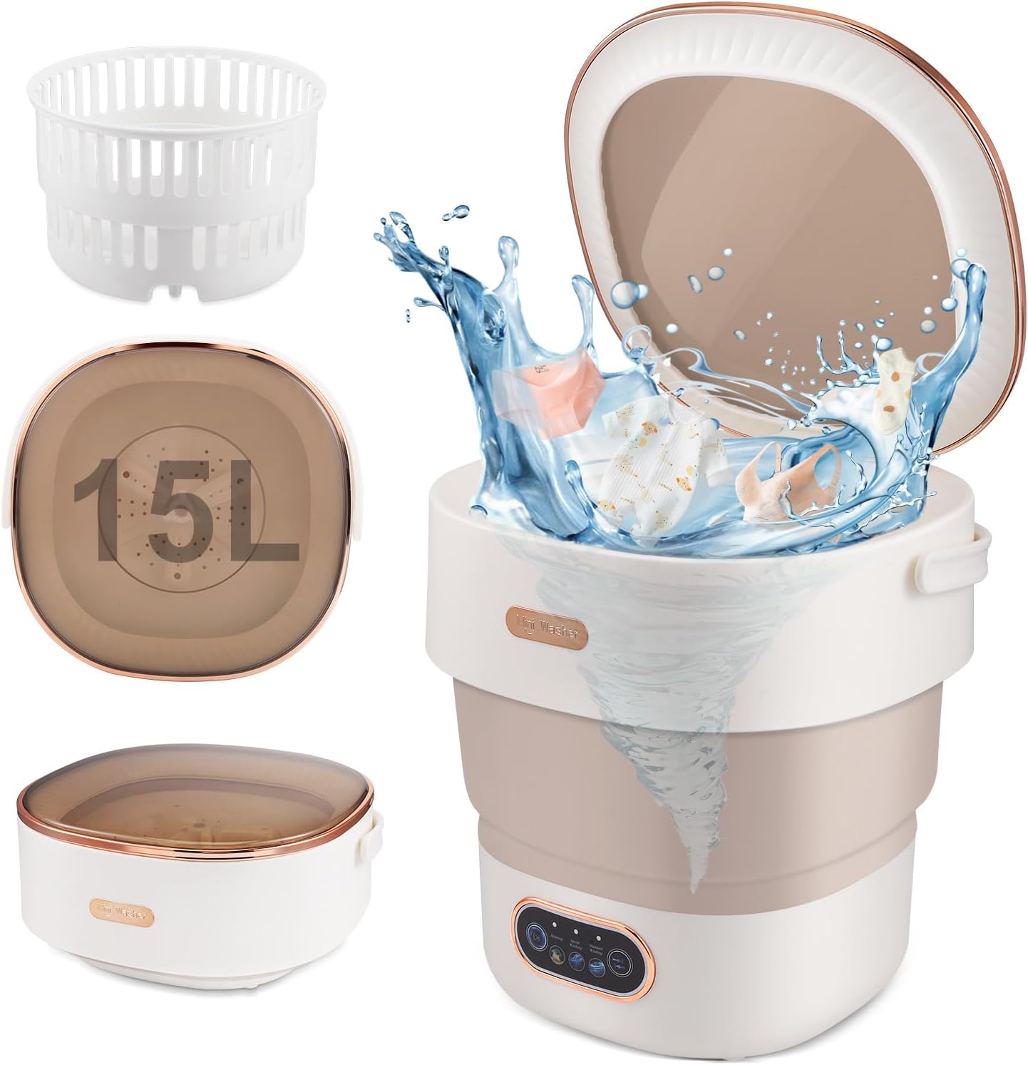 Mini machine à laver - 15L - pliable, essorage rapide, compacte