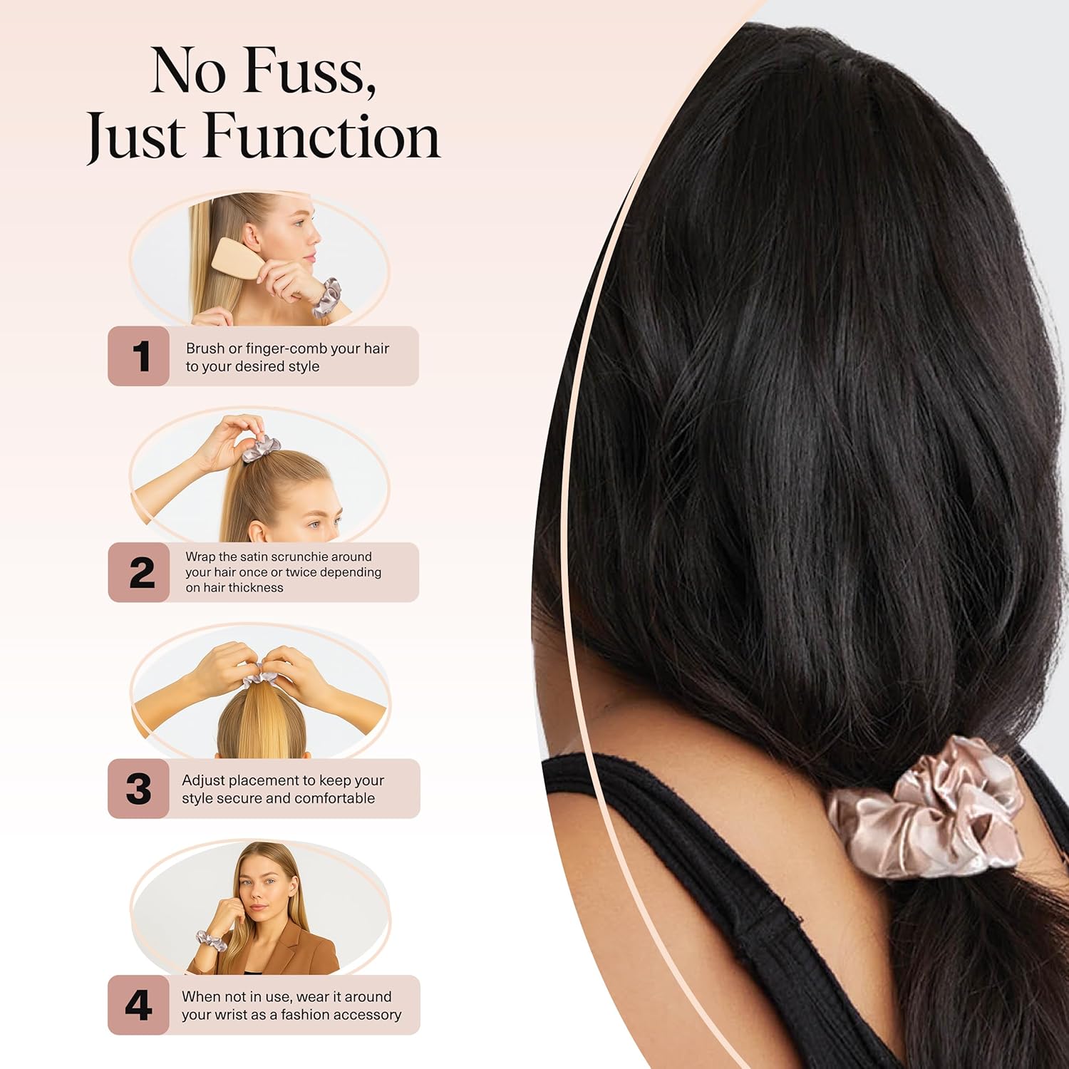 Chouchous satin imprimé léopard, sans plis, tous types de cheveux, 5 pcs