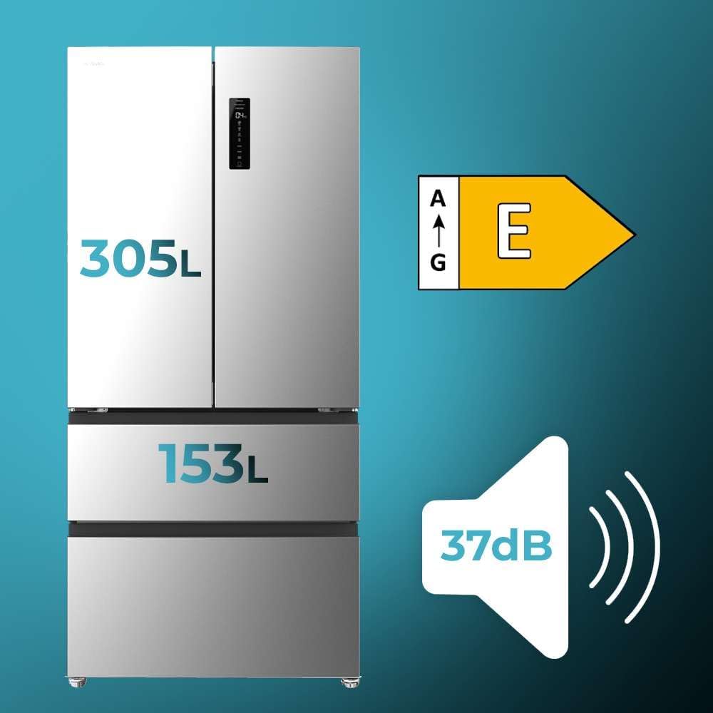 Cecotec - Bolero CoolMarket Série F2D - 458L, 189x83 cm, No Frost, Inverter F2D458SBI