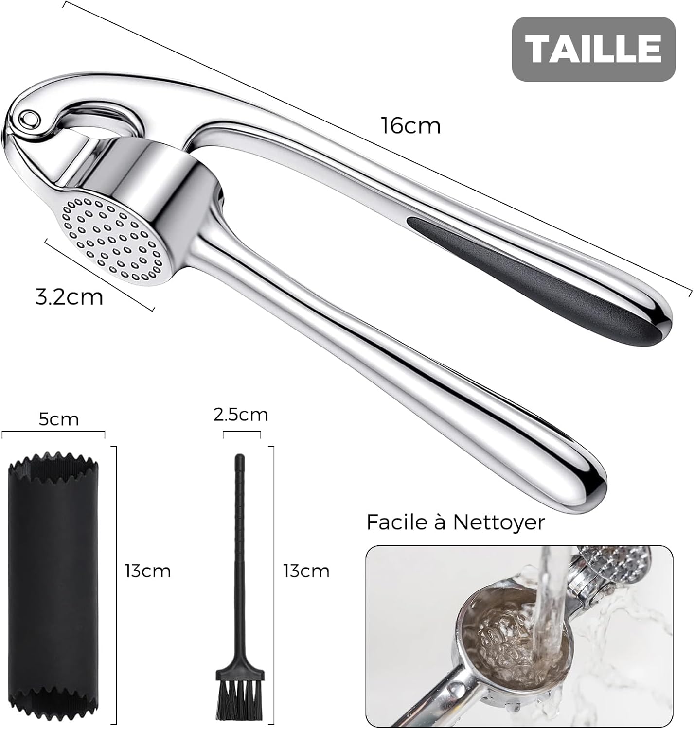 Presse-ail Inox - professionnel, facile à nettoyer, argenté, durable