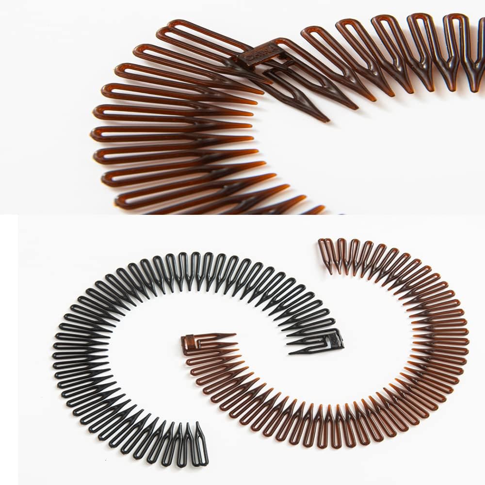 Peigne circulaire extensible - lot de 2 - plastique flexible - serre-tête, ajustable cheveux