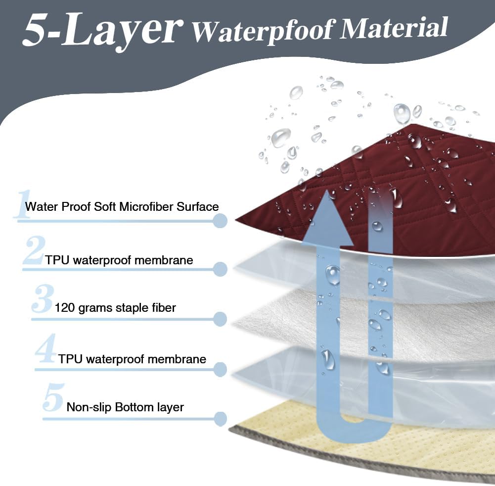 DUJUIKE - housse canapé imperméable, antidérapante, rouge, 132-208cm