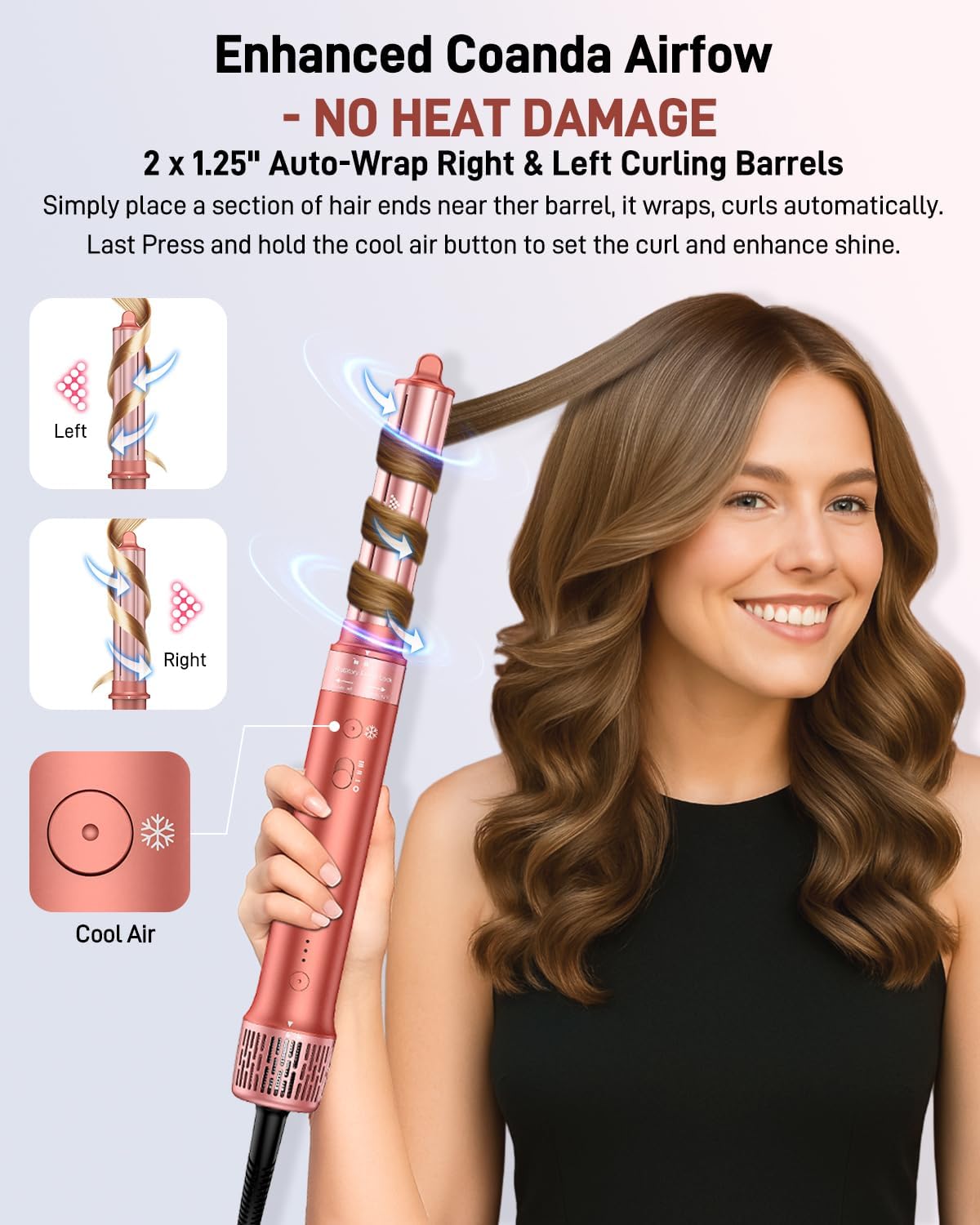 Sèche-cheveux 5 en 1 - air styler, séchage rapide, anti-frisottis, lissage, rangement