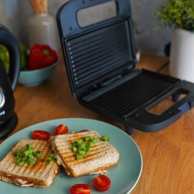 Sandwich maker - antiadhésif, 750W, panini, compact, noir