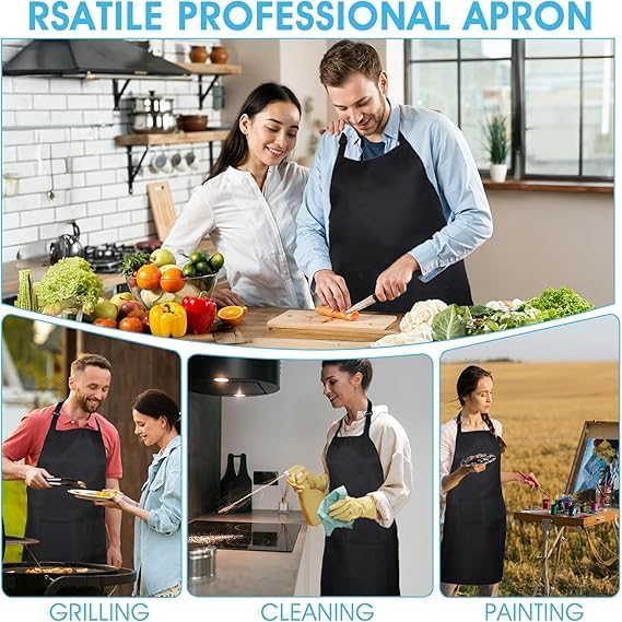 Tablier de cuisine - Unisexe réglable - poches, imperméable, anti-taches, idéal activités diverses