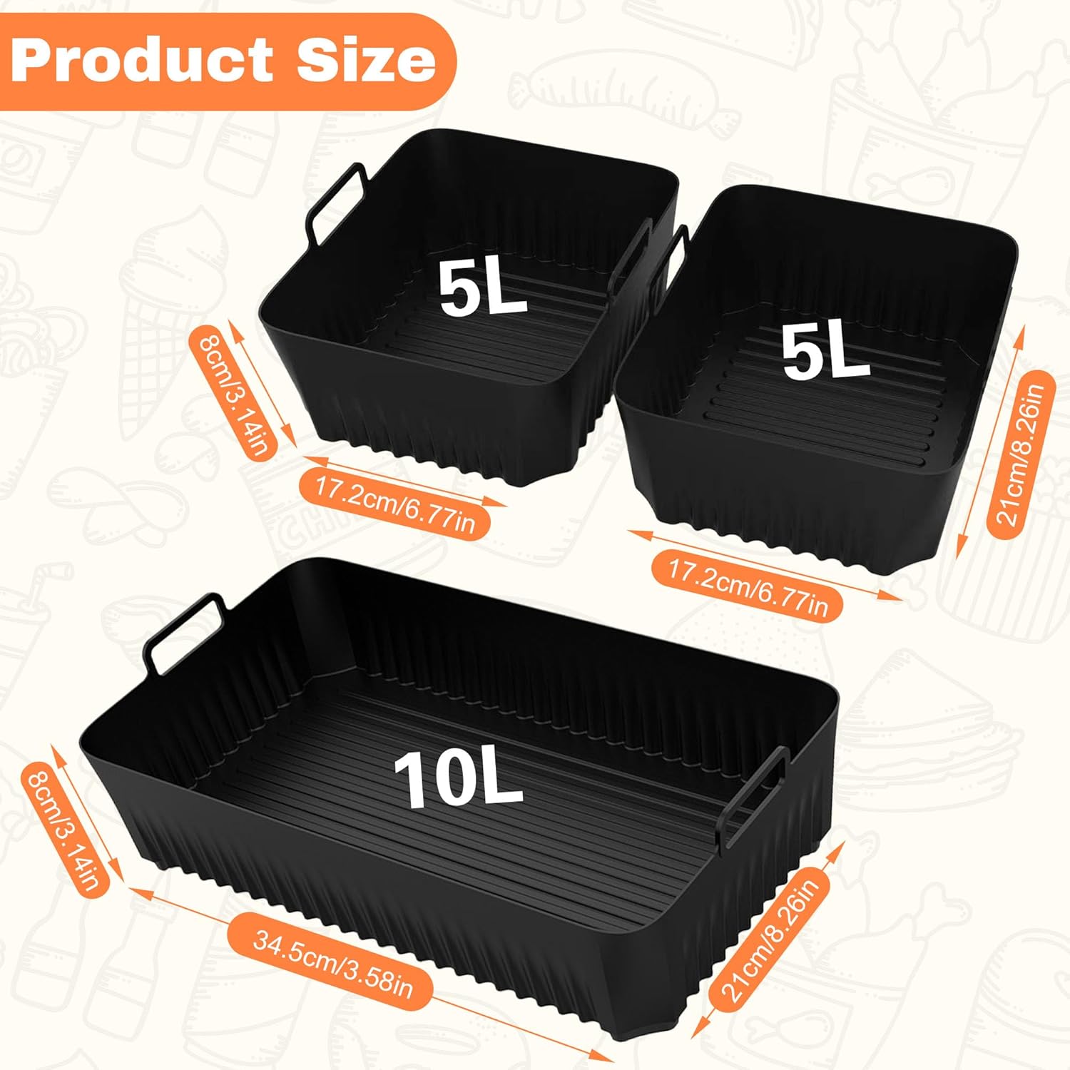 Moule silicone air fryer - lot de 3 - compatible Cosori 10L - accessoires résistants Twinfry