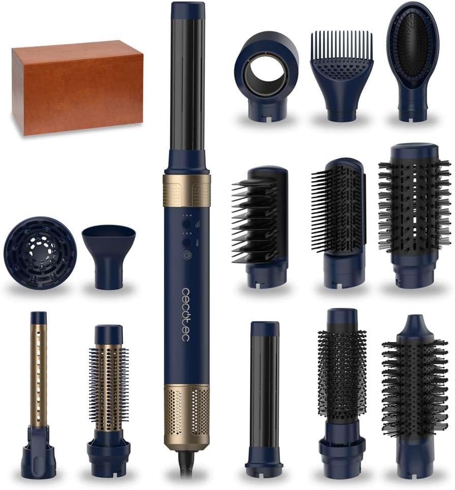 Cecotec - Brosse soufflante AirGlam 14in1, 1400W, 3 températures, 14 têtes
