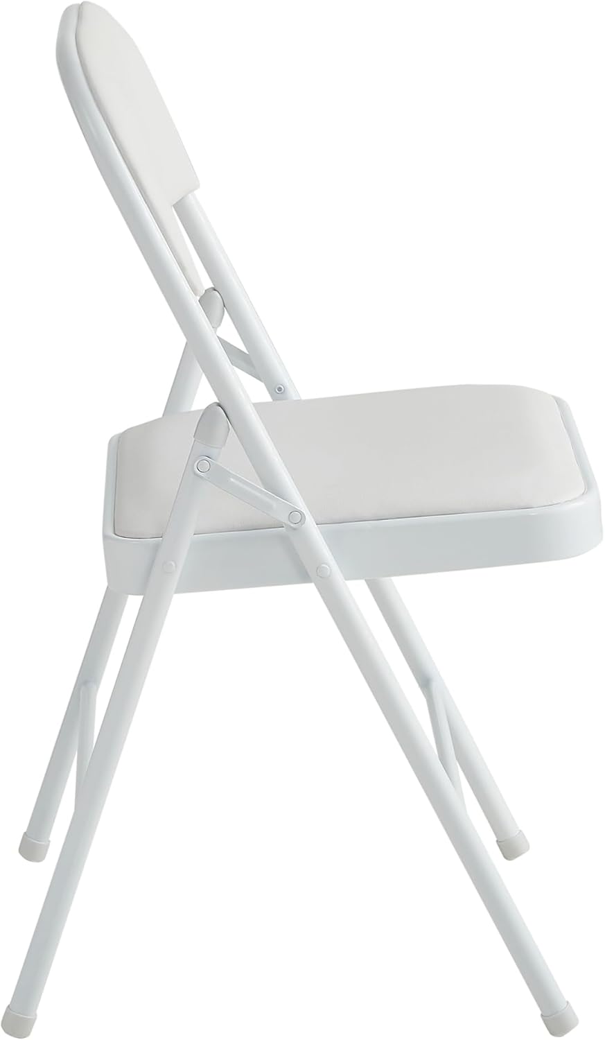 McC - chaises pliantes lot de 4 - cadre métal, similicuir, blancs, pliables, sièges rembourrés