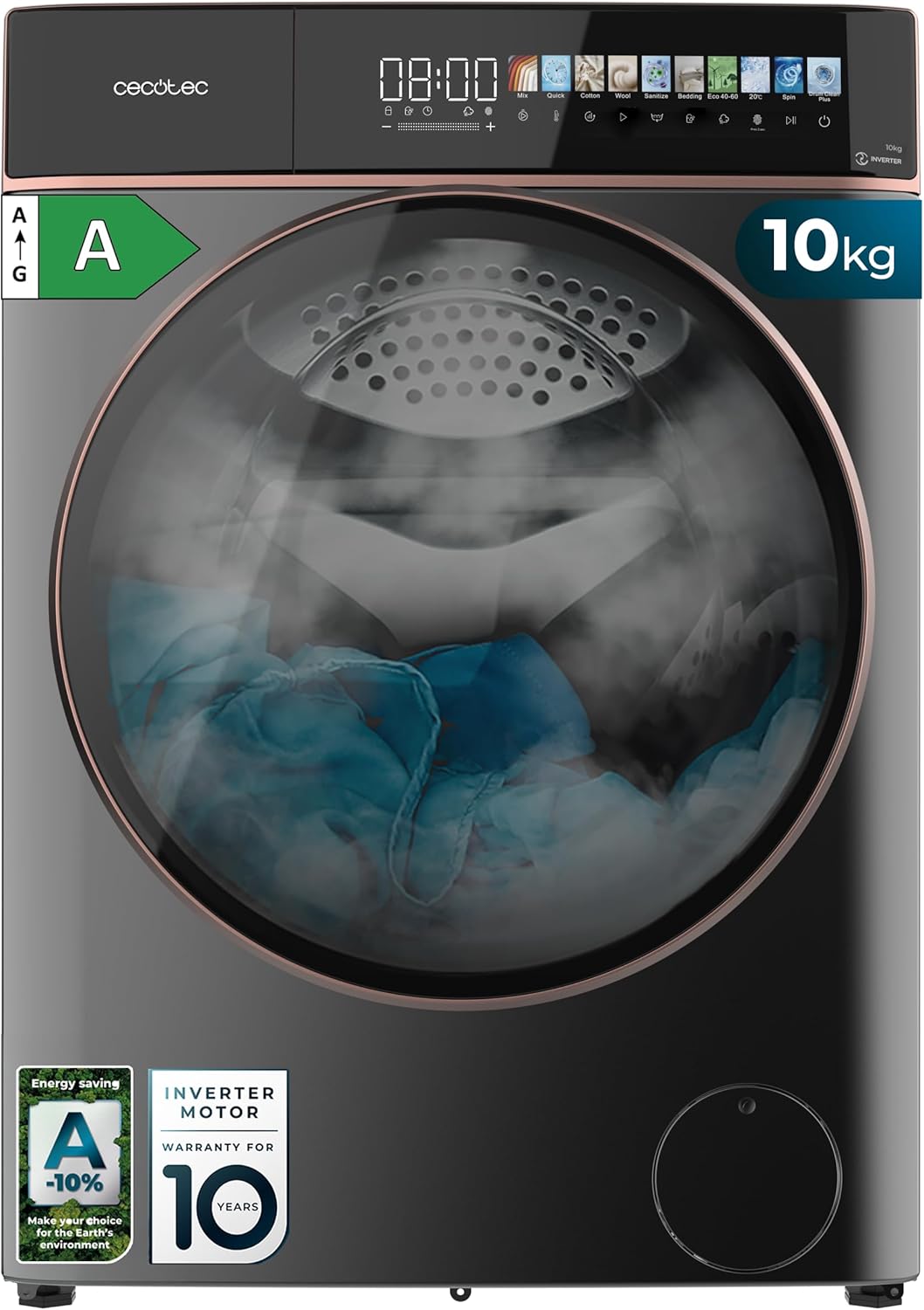 Cecotec - Bolero DressCode 10 kg 1400 tr/min, écran 10,3