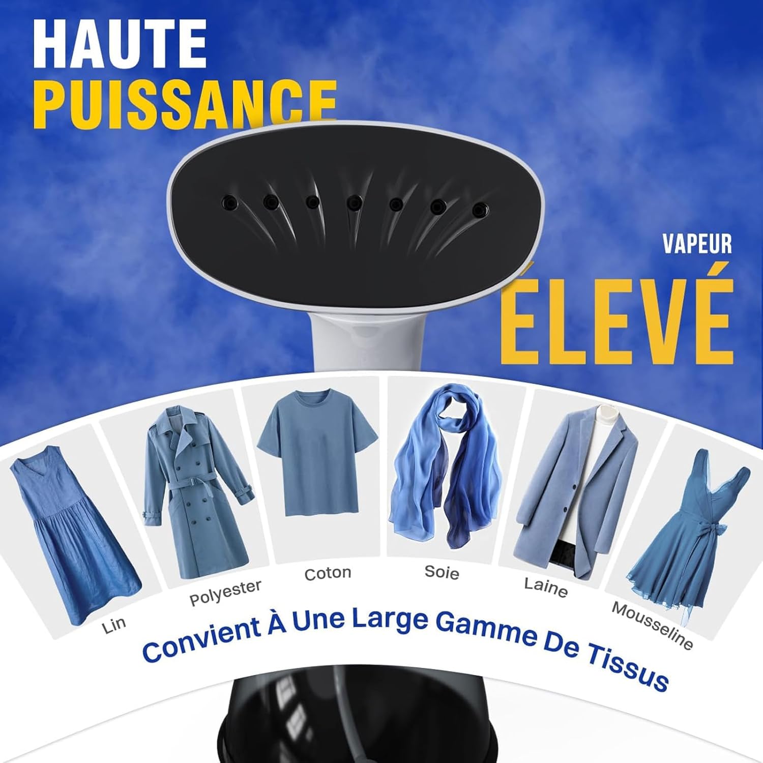 Défroisseur vapeur portable - 1640W, 400ml - Blanc, haute puissance