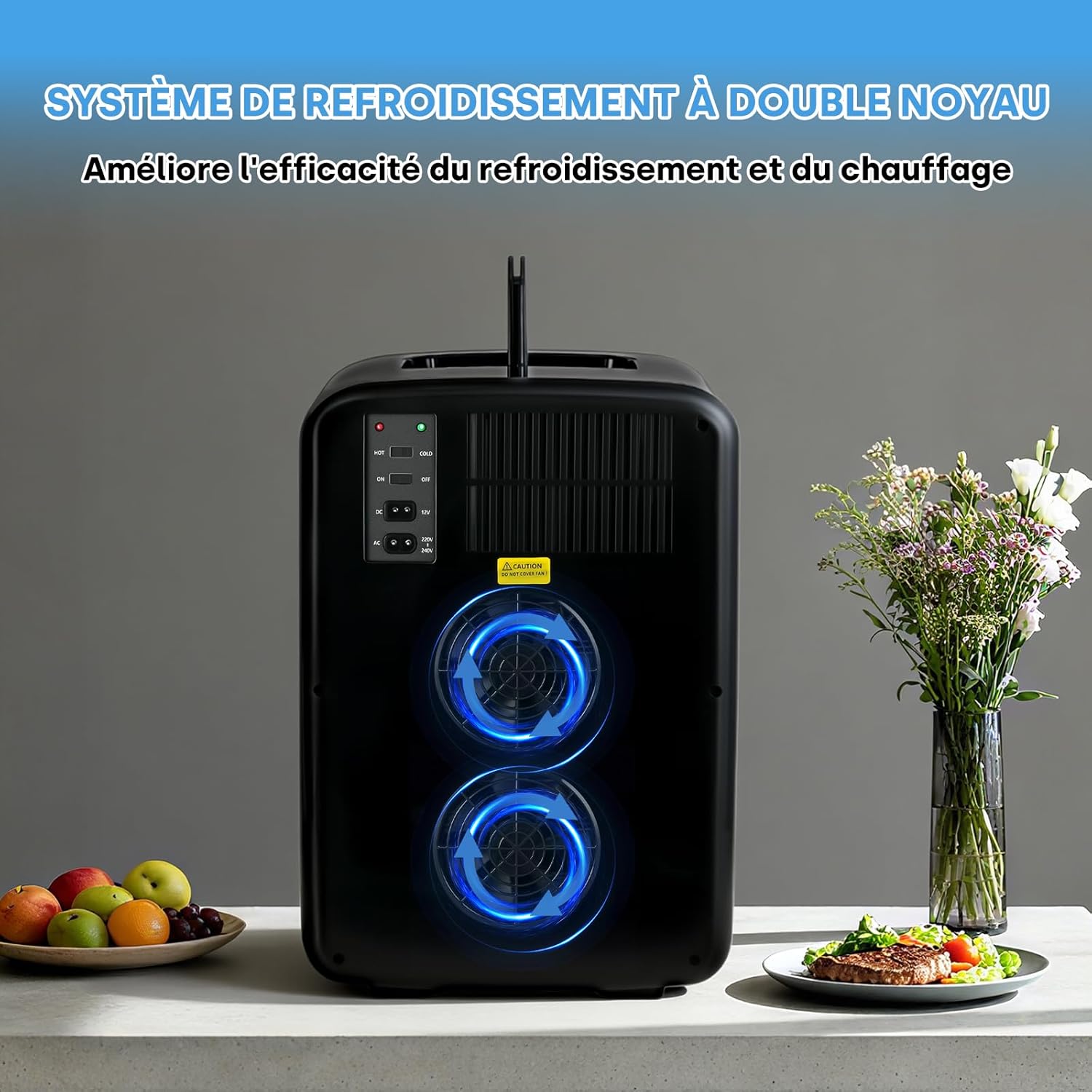 Enventor - Mini Frigo 15L, modes chaud/froid, portable, silencieux