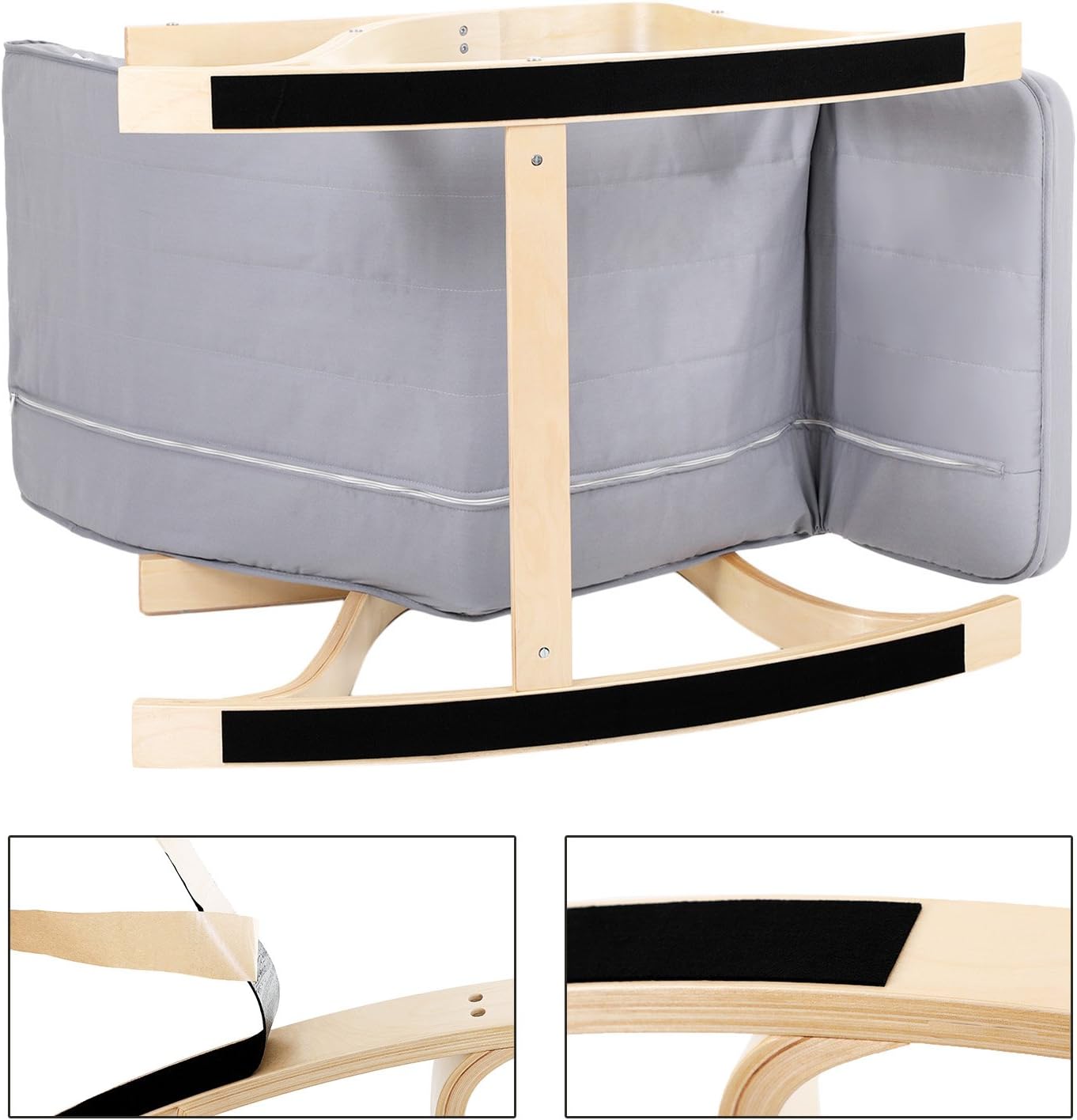 SONGMICS - fauteuil à bascule, bois et tissu, 125x67x91cm, 5 positions, LYY41G