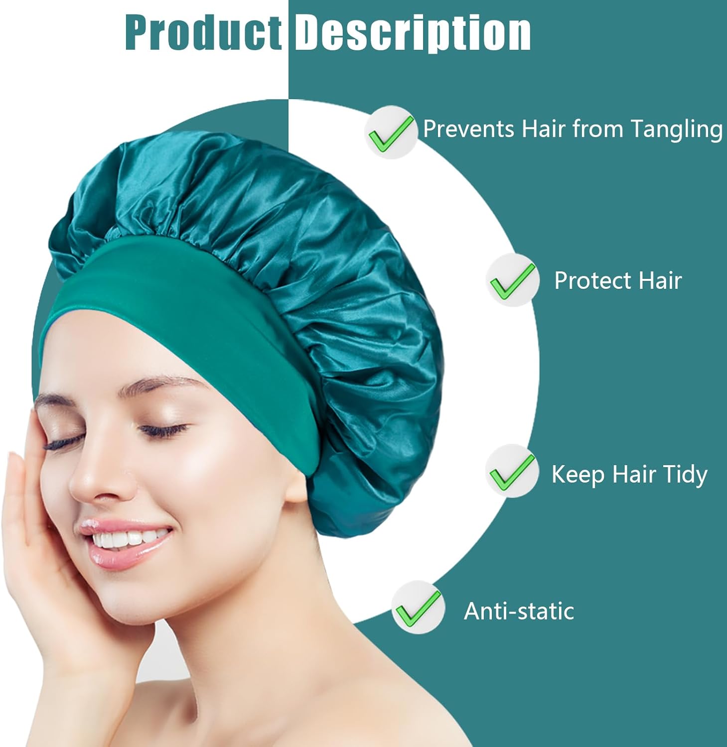 Bonnet satin nuit - soin cheveux - élastique - confort et protection